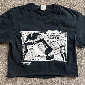 Thrasher "Why Can't My Boyfriend Skate" Comic Graphic Crop Tee - Small